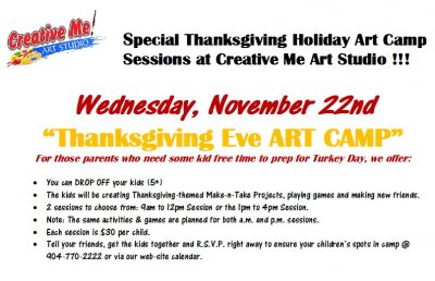 Thanksgiving Eve Art Camp - A.M. Session